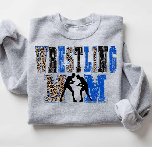 Wrestling Leopard Mom - Blue & Black