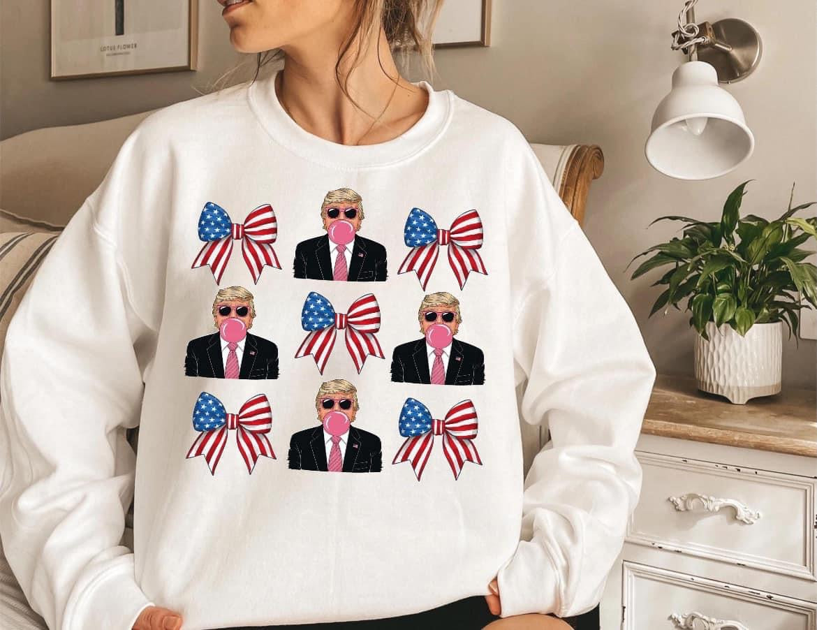 Trump Bubble Gum + American Flag Bows Coquette
