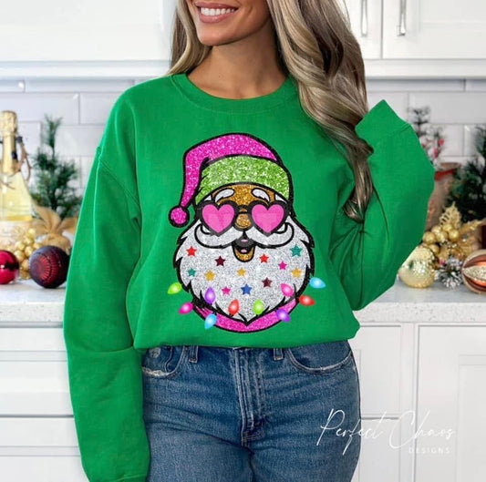 Christmas Lights Pink Santa - Glitter Like