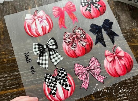 Hot Pink Bow Pumpkins Stacked