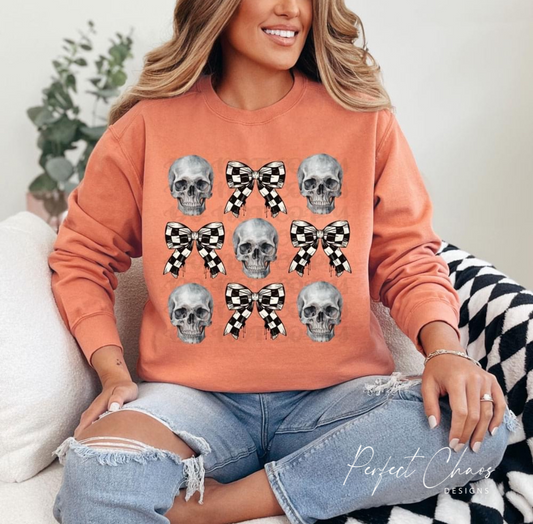 Checkered Bow + Skull Stacked