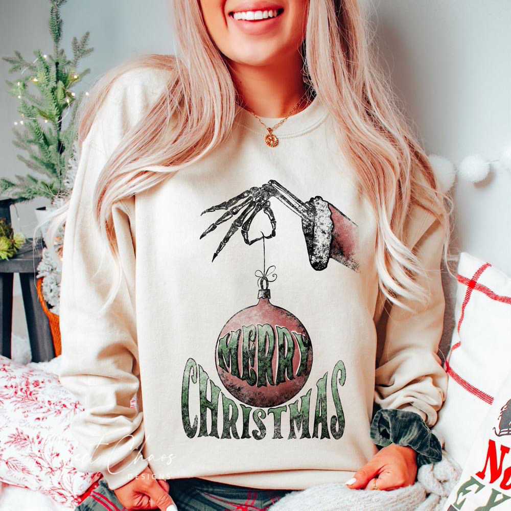 Merry Christmas + Skeleton Hand