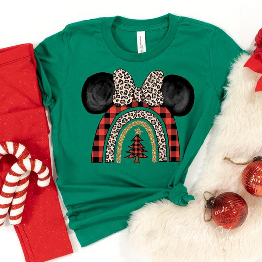 Leopard Bow Mouse Ears Christmas Rainbow