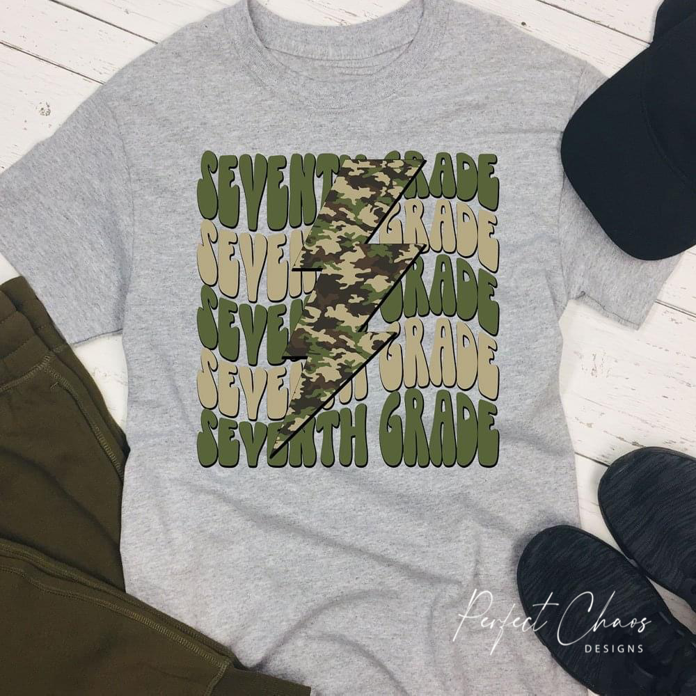 Camo Lightning Bolt - Grade Level
