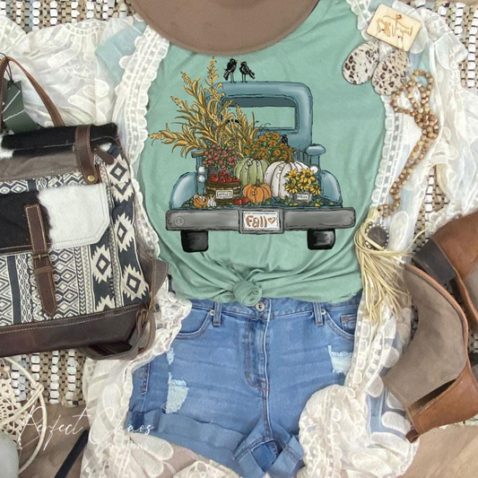 Turquoise Fall Vintage Truck