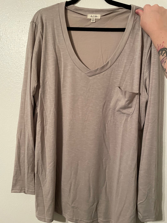 Nude Long Sleeve Pocket Top