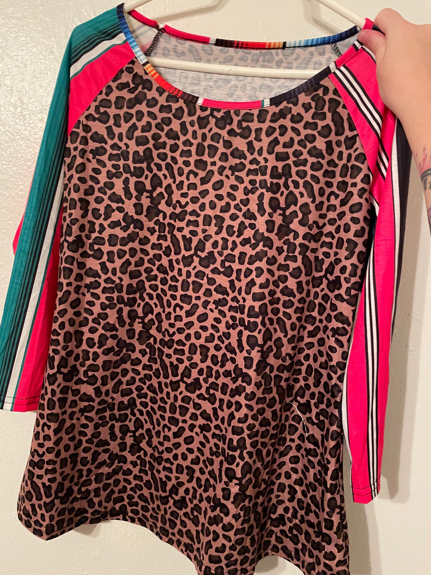 Serape/ Leopard 3/4 Top