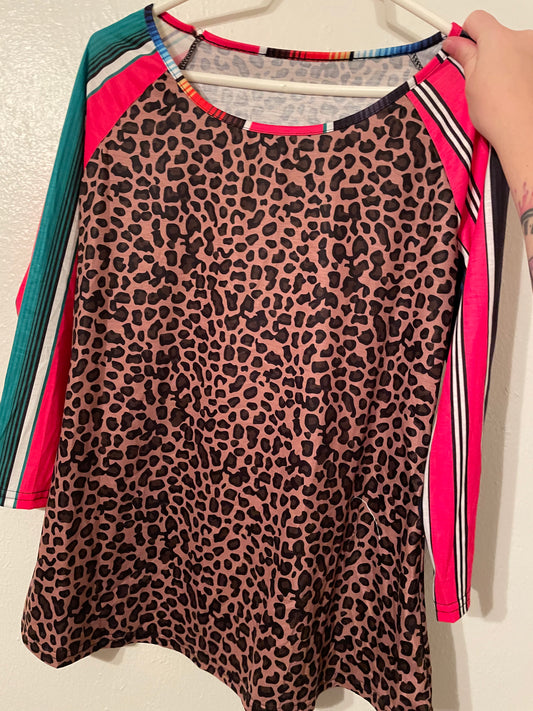 Serape/ Leopard 3/4 Top