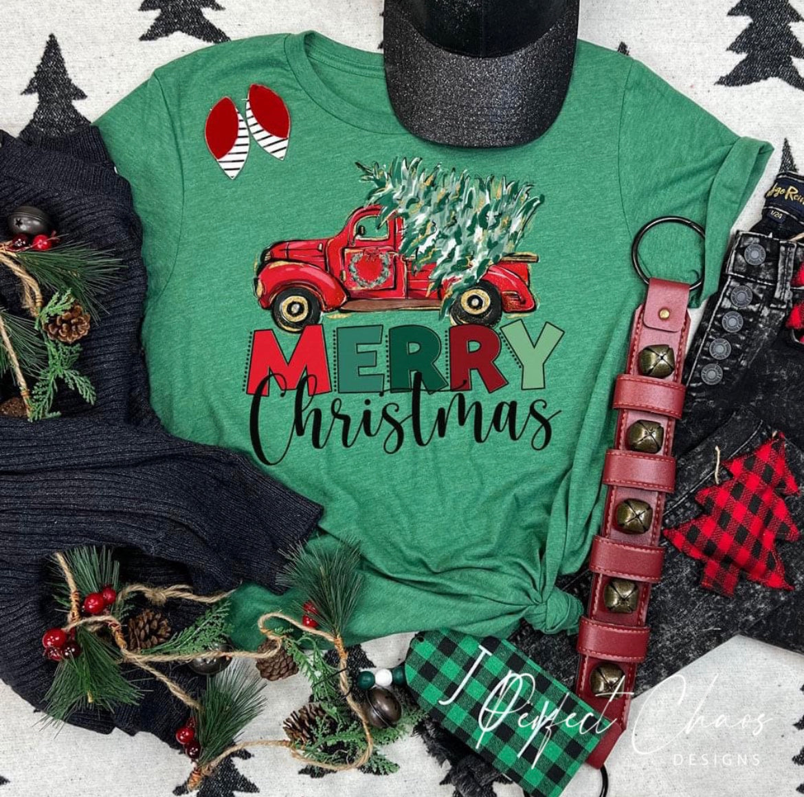 Merry Christmas Red Vintage Truck