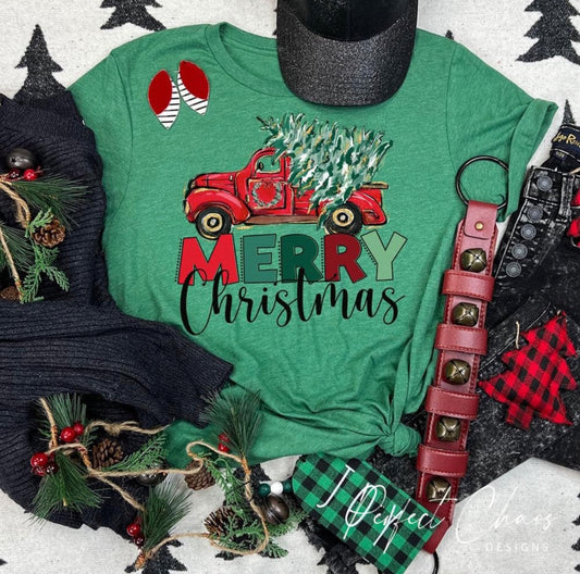 Merry Christmas Red Vintage Truck