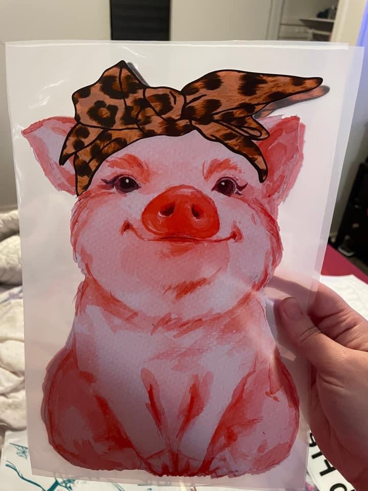 Pig With Leopard Headband